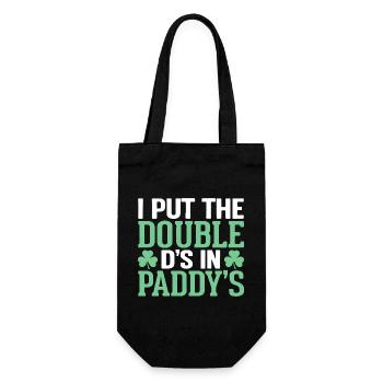 Ich habe die doppelten D's in Paddy's St. Patrick's geschrieben - Geschenkbeutel für Flaschen - Schwarz - Vorne