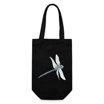 Teal Dragonfly Illustration - Gift Bag for Bottles - black - Front
