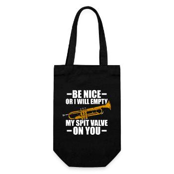 Be nice or I'll empty Trompete Trompetenspieler - Geschenkbeutel für Flaschen - Schwarz - Vorne