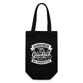 Dog-tired but happy - Gift Bag for Bottles - black - Front