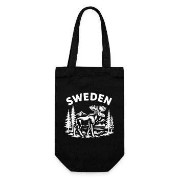 Sweden Elch – Skandinavisches Outdoor Design - Geschenkbeutel für Flaschen - Schwarz - Vorne