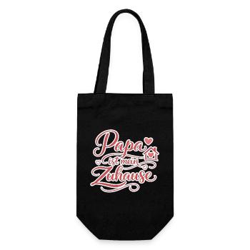 Papa ist mein Zuhause Geschenk Liebe - Geschenkbeutel für Flaschen - Schwarz - Vorne