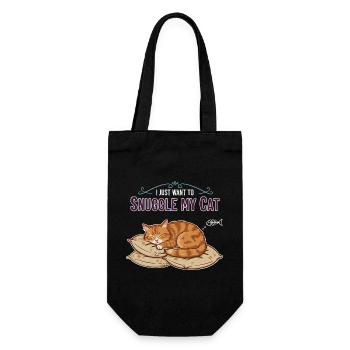 Red Cat Nap Humor Quote Snuggle My Cat - Gift Bag for Bottles - black - Front