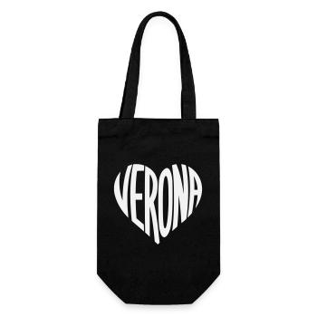 Verona Heart Typography - Gift Bag for Bottles - black - Front
