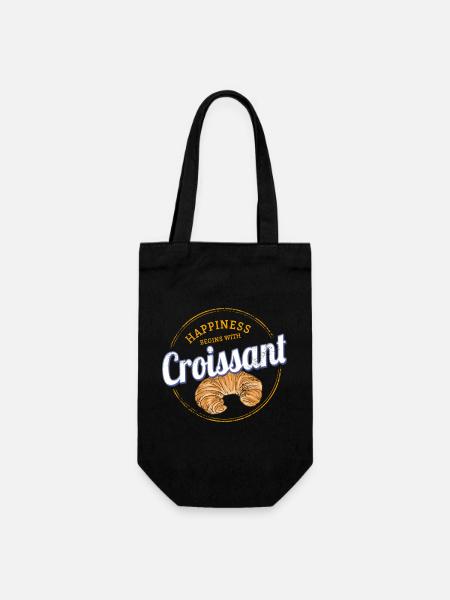 Croissant Snack Vintage Frankreich Retro Souvenir - Geschenkbeutel für Flaschen - Schwarz