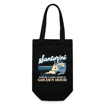 Santorini Where Every Hour Is Golden Hour - Gift Bag for Bottles - black - Front
