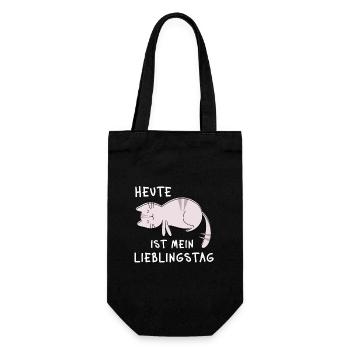Heute ist mein Lieblingstag – Schlaf Katzen Spruch - Geschenkbeutel für Flaschen - Schwarz - Vorne