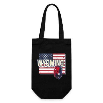 Wyoming Vereinigte Staaten Retro Landkarte USA - Geschenkbeutel für Flaschen - Schwarz - Vorne