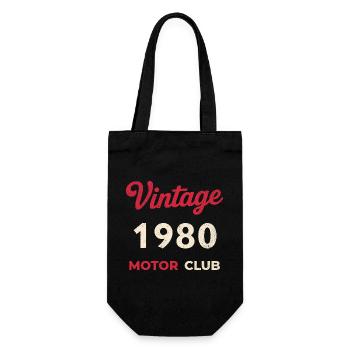Vintage 1980 Motor Club Retro Geburtsjahr Geschenk - Geschenkbeutel für Flaschen - Schwarz - Vorne