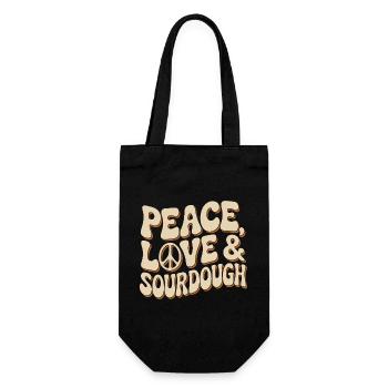 Peace, Love & Sourdough Typography - Gift Bag for Bottles - black - Front