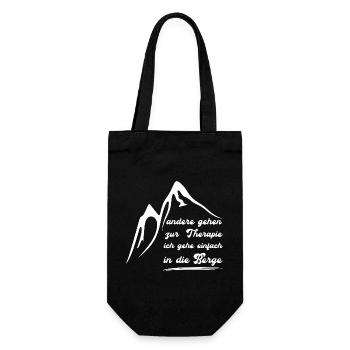 Ich gehe nicht zur Therapie ich gehe in die Berge - Geschenkbeutel für Flaschen - Schwarz - Vorne