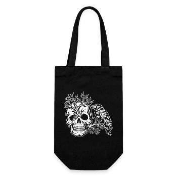 Crâne, Arbre et Corbeau - Sac à bouteille - noir - Devant