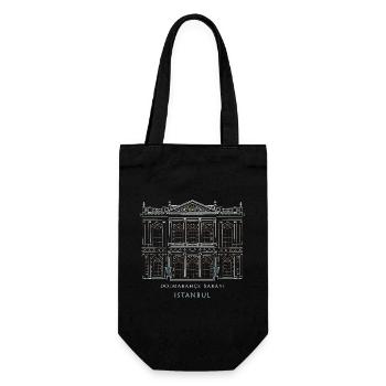 Dolmabahce Palast Silhouette Istanbul , Zeichnung - Geschenkbeutel für Flaschen - Schwarz - Vorne