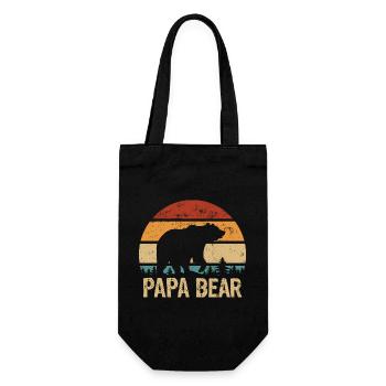 Papa Ours - Fête des Pères - Cadeau vintage - Sac à bouteille - noir - Devant