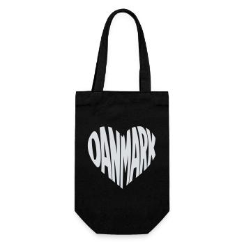 Denmark - Danmark Heart Typography Motif - Gift Bag for Bottles - black - Front
