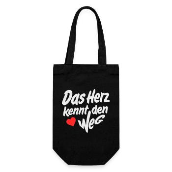 Herz kennt den Weg Typo Design - Geschenkbeutel für Flaschen - Schwarz - Vorne