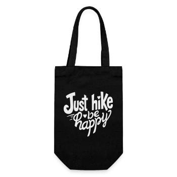 Wandern einfach glücklich sein, Just Hike Be Happy - Geschenkbeutel für Flaschen - Schwarz - Vorne