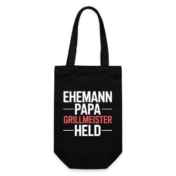 Ehemann Papa Grillmeister Held - Geschenkbeutel für Flaschen - Schwarz - Vorne