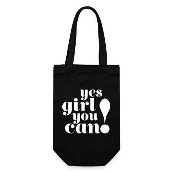 Yes girl you can! Motivation Typography Design - Gift Bag for Bottles - black - Front
