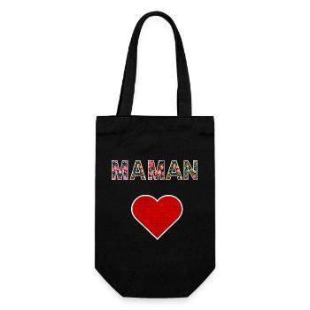 Floral Mom Heart Muttertagsgeschenk - Geschenkbeutel für Flaschen - Schwarz - Vorne