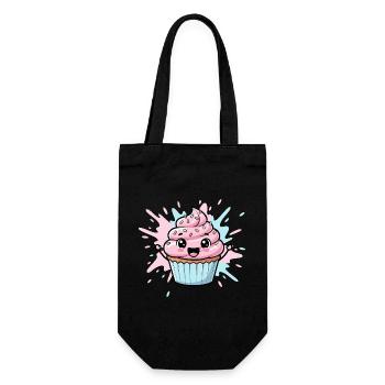 Kawaii Cupcake Illustration - Geschenkbeutel für Flaschen - Schwarz - Vorne