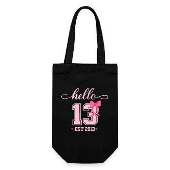 Hello 13 Est 2013 Mädchen Geburtstag Design - Geschenkbeutel für Flaschen - Schwarz - Vorne