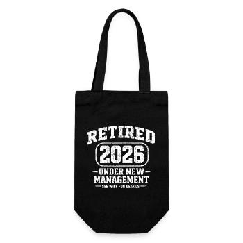 Im Ruhestand 2026 unter neuer humororientierter Leitung - Geschenkbeutel für Flaschen - Schwarz - Vorne