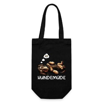 Hundemüde Rauhaardackel Dackel Dackelbesitzer  - Geschenkbeutel für Flaschen - Schwarz - Vorne