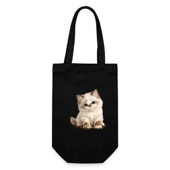 Little cute kitten with mud paws - Gift Bag for Bottles - black - Front