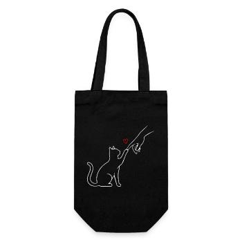 Cat Paw Cat Mom Heart Team Funny - Gift Bag for Bottles - black - Front