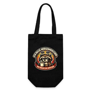 Morgenmuffel Waschbär Kaffee - Geschenkbeutel für Flaschen - Schwarz - Vorne