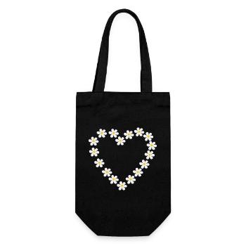 Gänseblümchen Herz Design - Geschenkbeutel für Flaschen - Schwarz - Vorne