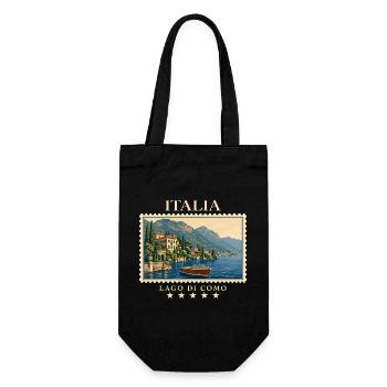 Italien Lago di Como Vintage Reisemarke - Geschenkbeutel für Flaschen - Schwarz - Vorne