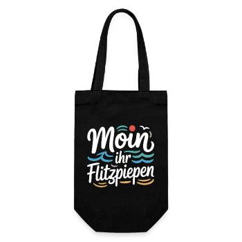 Moin Ihr Flitzpiepen Norddeutsch Hamburg Büro Moin - Geschenkbeutel für Flaschen - Schwarz - Vorne