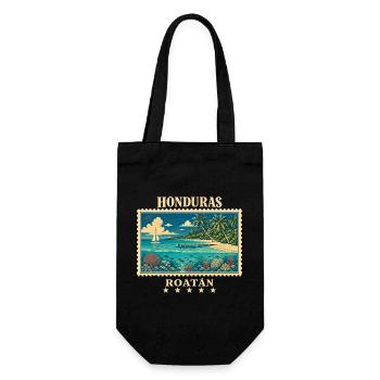 Honduras Roatán Vintage Reisemarke - Geschenkbeutel für Flaschen - Schwarz - Vorne