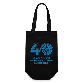 HU August 2026 - 40 Jahre - Geburtstag Geschenk - Geschenkbeutel für Flaschen - Schwarz - Vorne