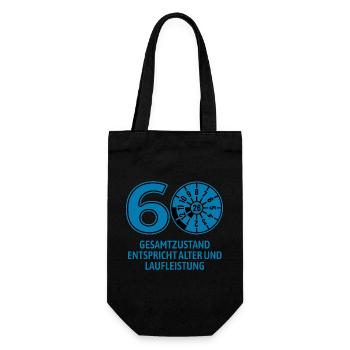 HU August 2026 - 60 Jahre - Geburtstag Geschenk - Geschenkbeutel für Flaschen - Schwarz - Vorne