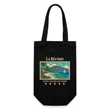 La Réunion Saint-Gilles Vintage Reisemarke - Geschenkbeutel für Flaschen - Schwarz - Vorne