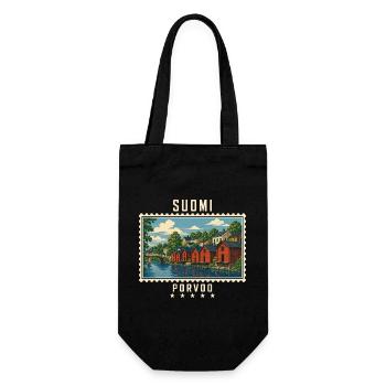 Finnland Porvoo Vintage Reisemarke - Geschenkbeutel für Flaschen - Schwarz - Vorne