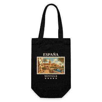 Spanien Sevilla Vintage Reisemarke - Geschenkbeutel für Flaschen - Schwarz - Vorne