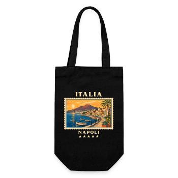 Italien Neapel Vintage Reisemarke - Geschenkbeutel für Flaschen - Schwarz - Vorne