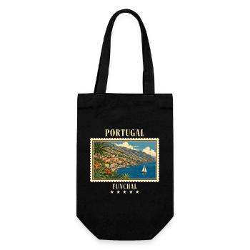 Portugal Funchal Vintage Reisemarke - Geschenkbeutel für Flaschen - Schwarz - Vorne