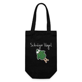 Schräger Vogel – Lustiger Cartoon Spruch - Geschenkbeutel für Flaschen - Schwarz - Vorne
