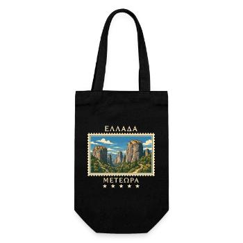Griechenland Meteora Vintage Reisemarke - Geschenkbeutel für Flaschen - Schwarz - Vorne
