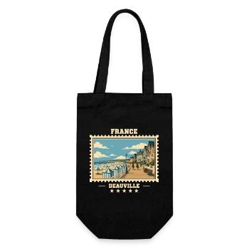 Frankreich Vintage Reisemarke - Geschenkbeutel für Flaschen - Schwarz - Vorne