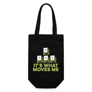 WASD Motivationsspruch - Geschenkbeutel für Flaschen - Schwarz - Vorne