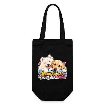 Hunde fragen: Wann sind die Tierheime? - Geschenkbeutel für Flaschen - Schwarz - Vorne