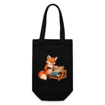 Fuchs webt am Gatterkamm - Geschenkbeutel für Flaschen - Schwarz - Vorne