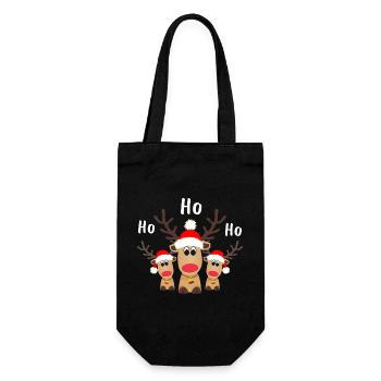Ho Ho Ho Rentier Trio Nikolausmütze Weihnachten - Geschenkbeutel für Flaschen - Schwarz - Vorne