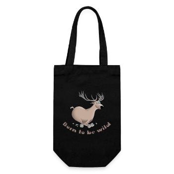 Hirsch lustig - Geschenkbeutel für Flaschen - Schwarz - Vorne